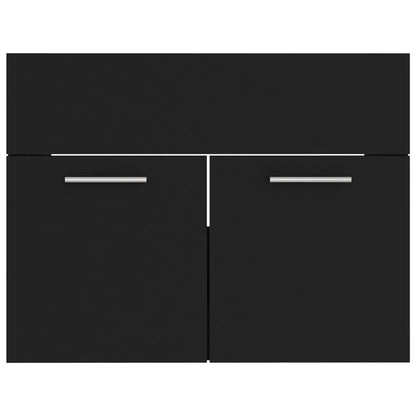 Bathroom Furniture Set Black Engineered Wood