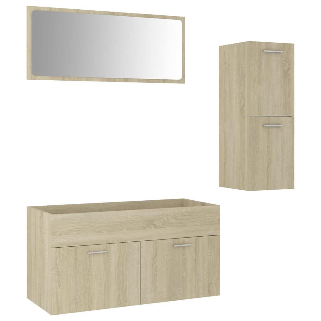 Bathroom Furniture Set Sonoma Oak Engineered Wood