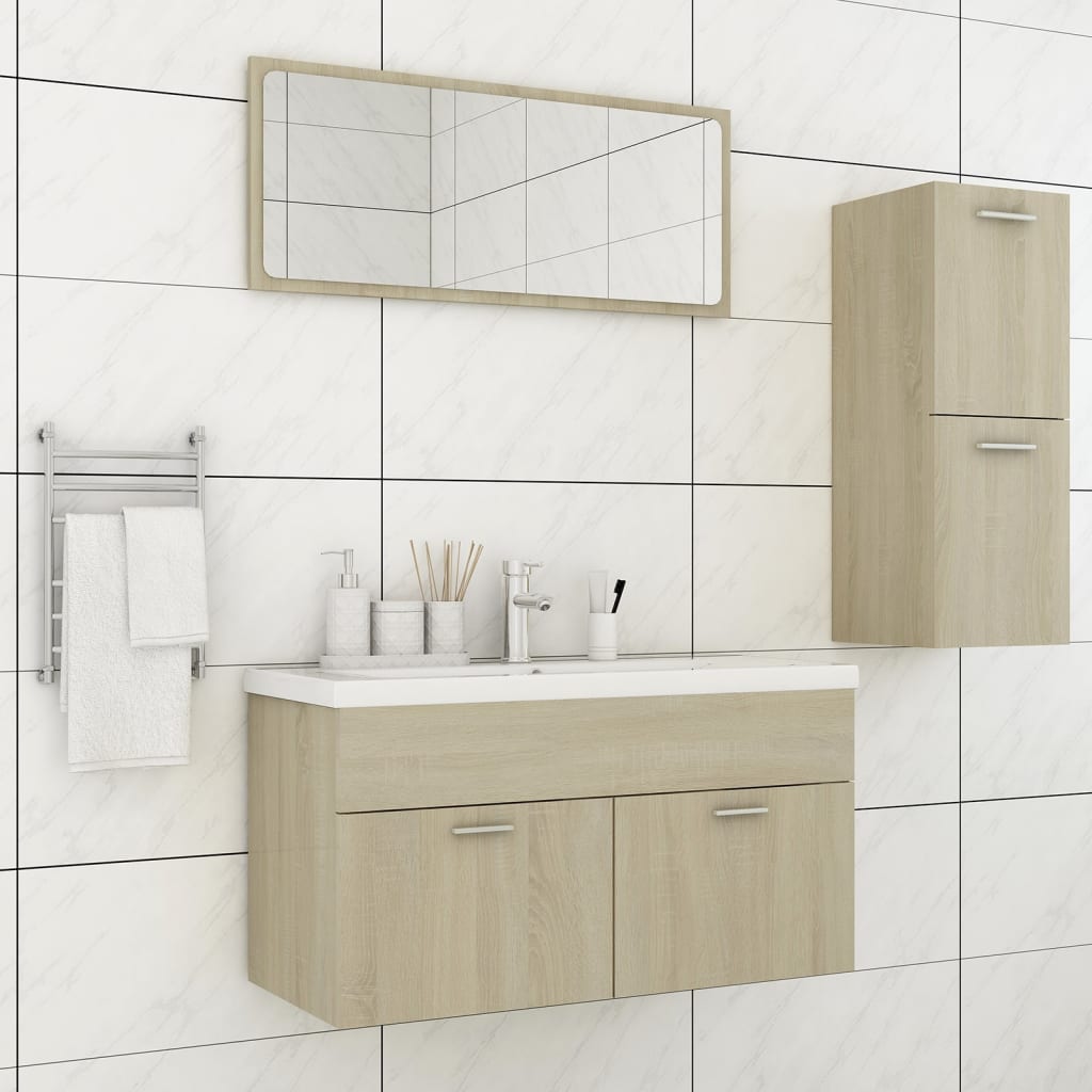 Bathroom Furniture Set Sonoma Oak Engineered Wood