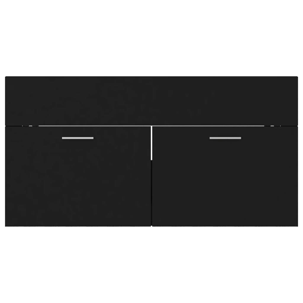 Bathroom Furniture Set Black Engineered Wood