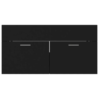 Bathroom Furniture Set Black Engineered Wood