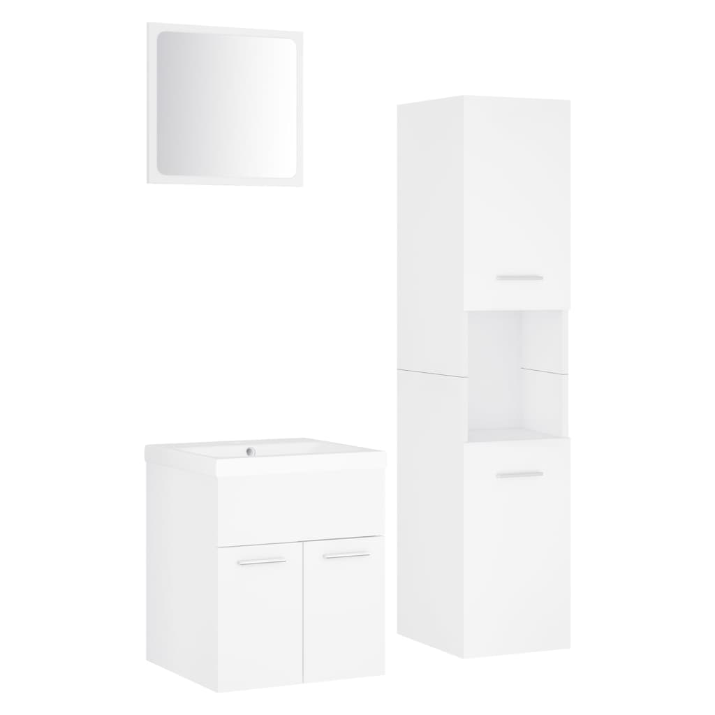 Bathroom Furniture Set White Engineered Wood