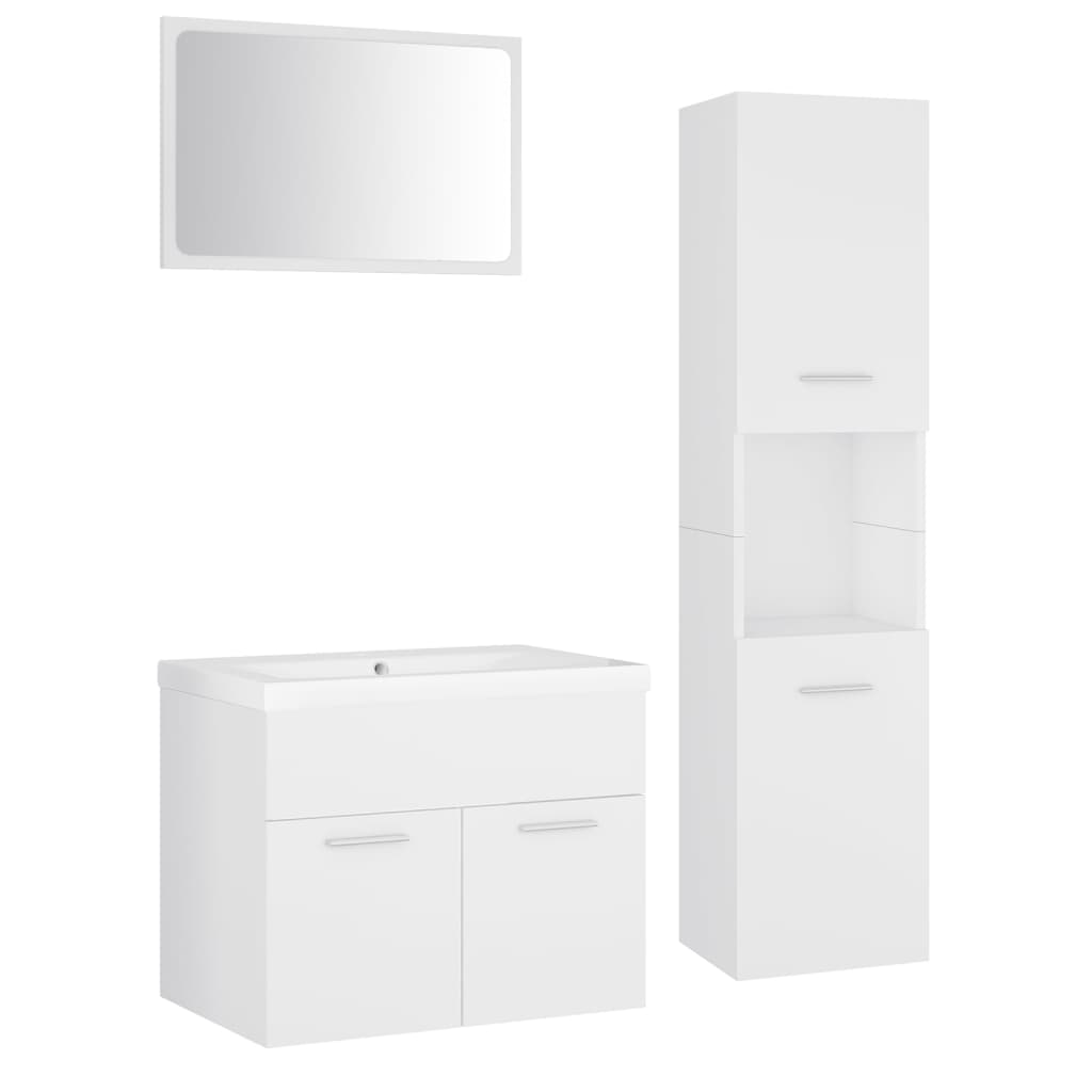 Bathroom Furniture Set White Engineered Wood