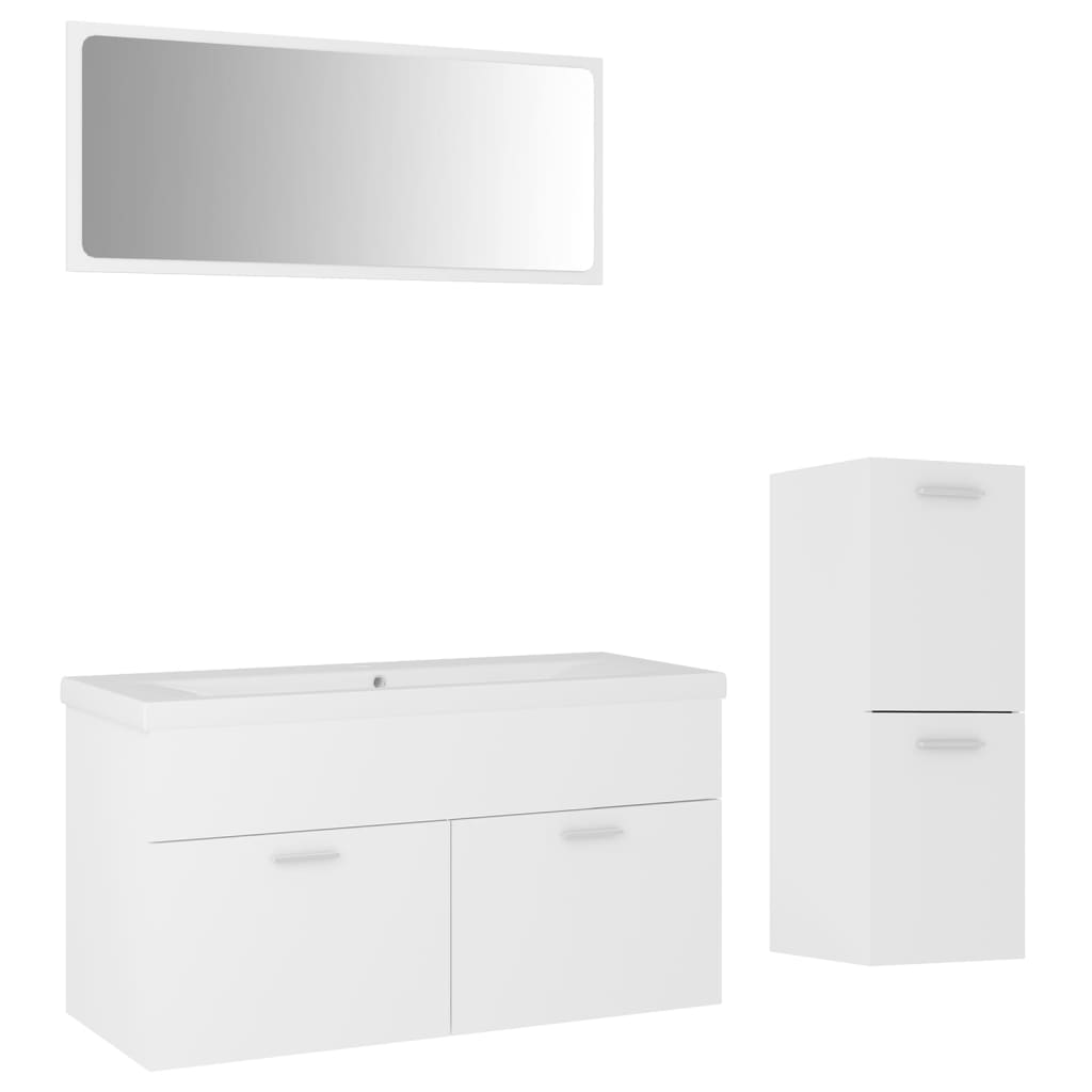 Bathroom Furniture Set White Engineered Wood