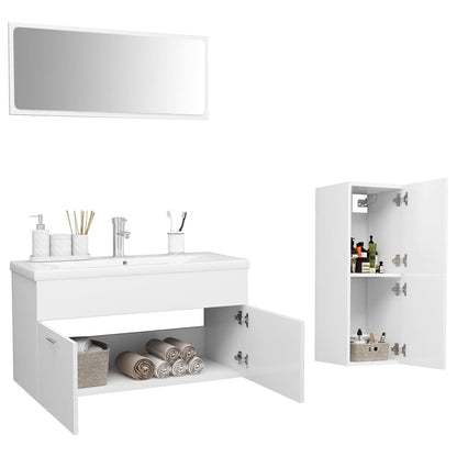 Bathroom Furniture Set White Engineered Wood