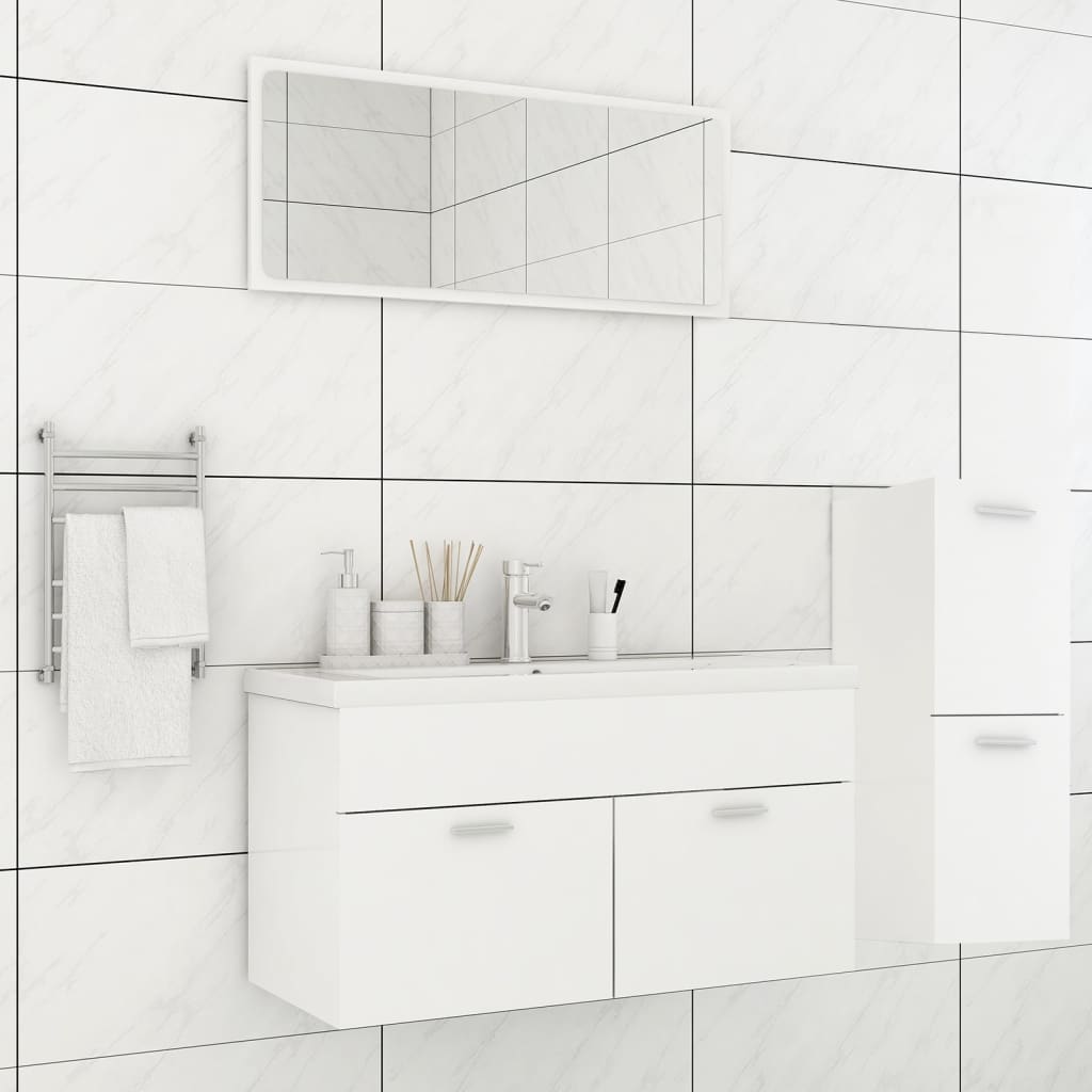 Bathroom Furniture Set White Engineered Wood