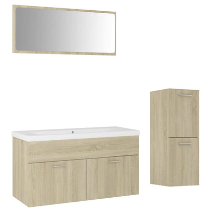 Bathroom Furniture Set Sonoma Oak Engineered Wood