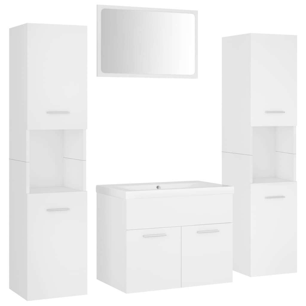 Bathroom Furniture Set White Engineered Wood