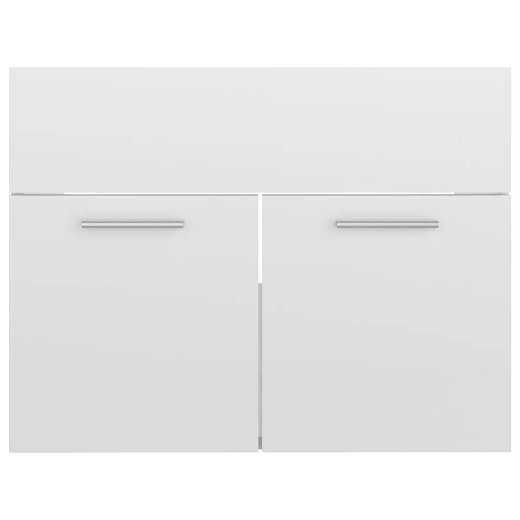 Bathroom Furniture Set High Gloss White Engineered Wood