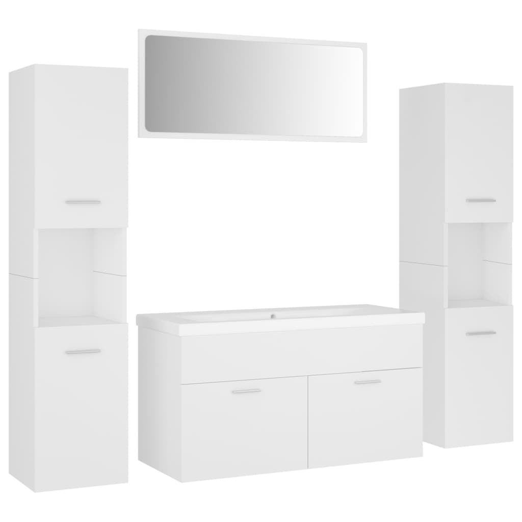 Bathroom Furniture Set White Engineered Wood