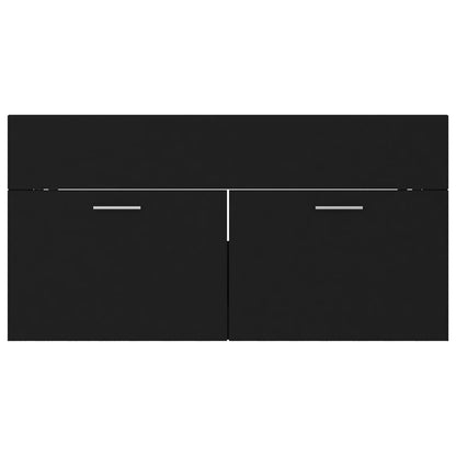 Bathroom Furniture Set Black Engineered Wood