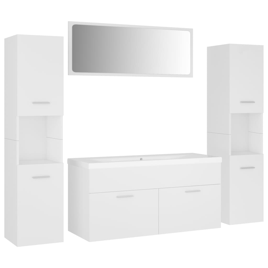 Bathroom Furniture Set White Engineered Wood