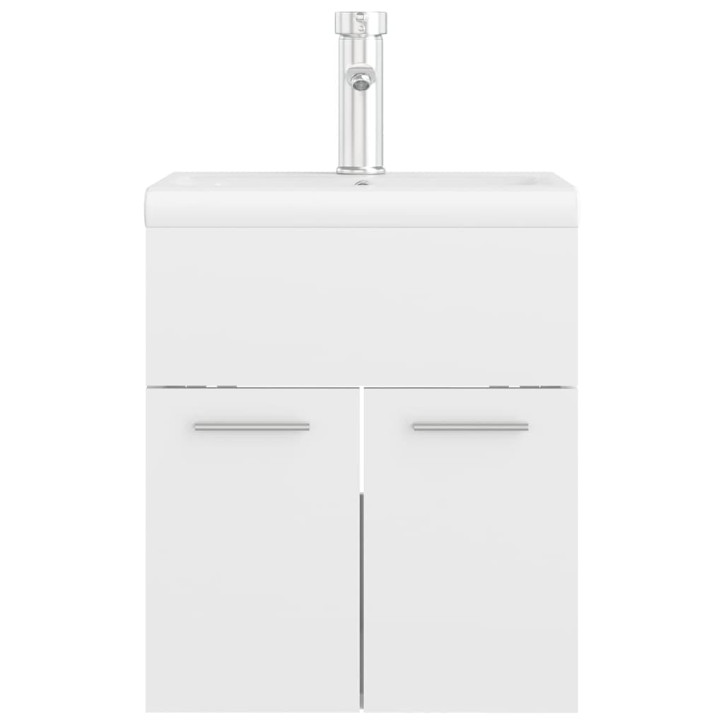 Sink Cabinet with Built-in Basin High Gloss White Engineered Wood