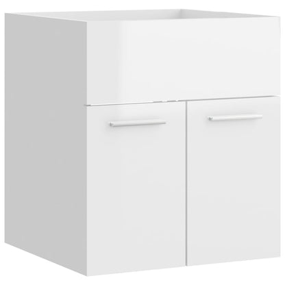 Sink Cabinet with Built-in Basin High Gloss White Engineered Wood