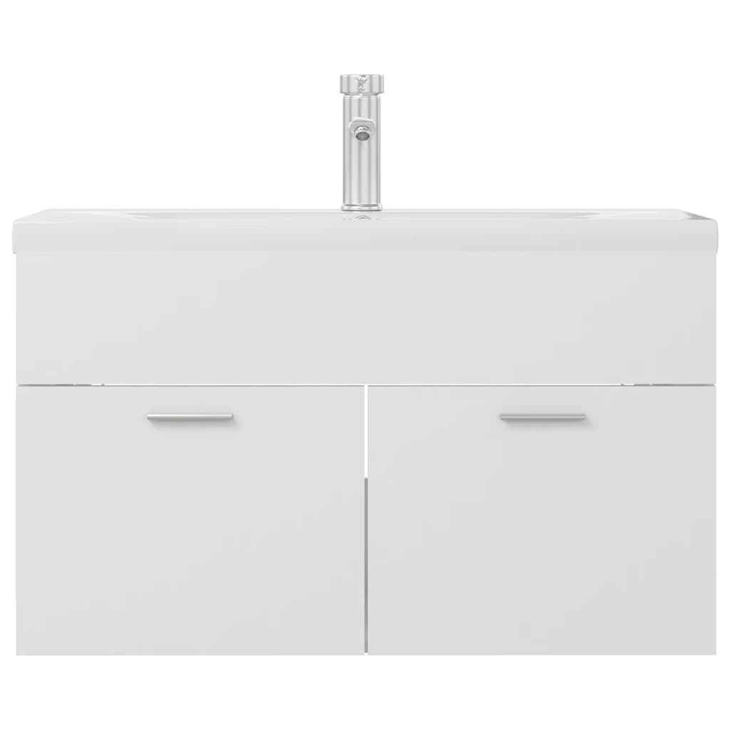 Sink Cabinet with Built-in Basin White Engineered Wood