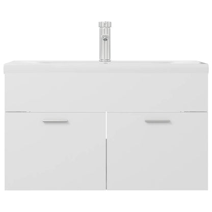 Sink Cabinet with Built-in Basin White Engineered Wood