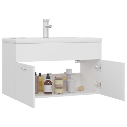 Sink Cabinet with Built-in Basin White Engineered Wood