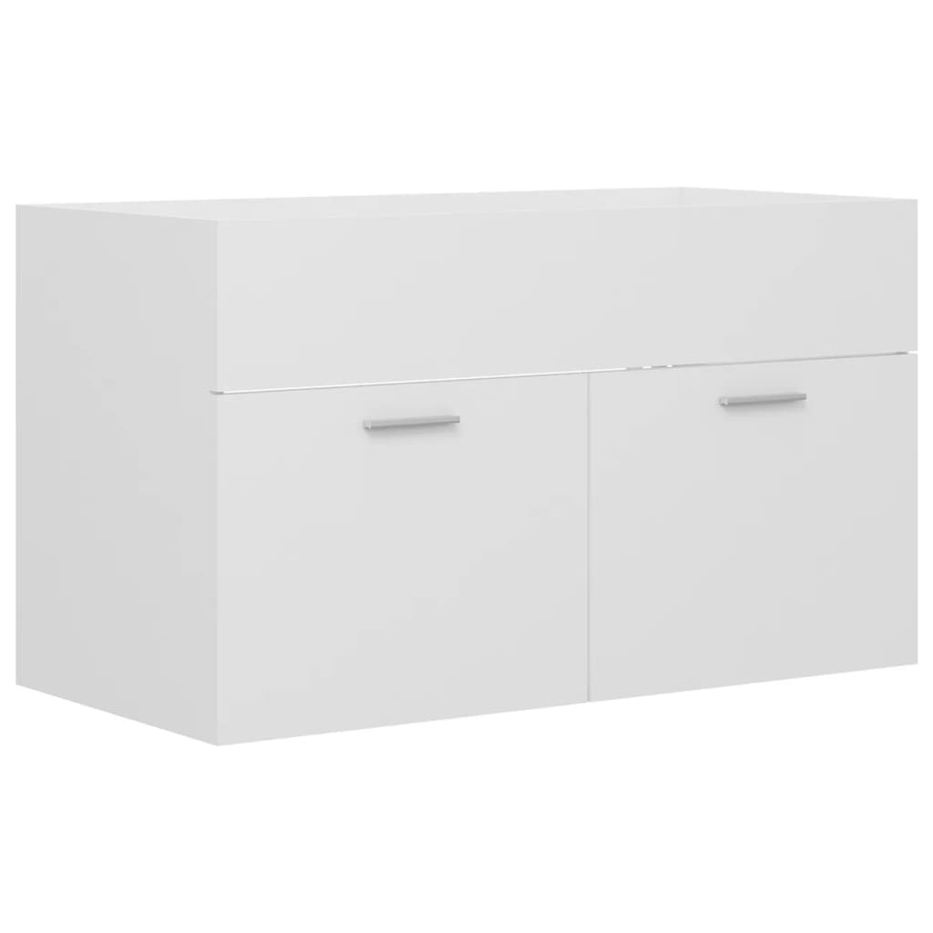 Sink Cabinet with Built-in Basin White Engineered Wood