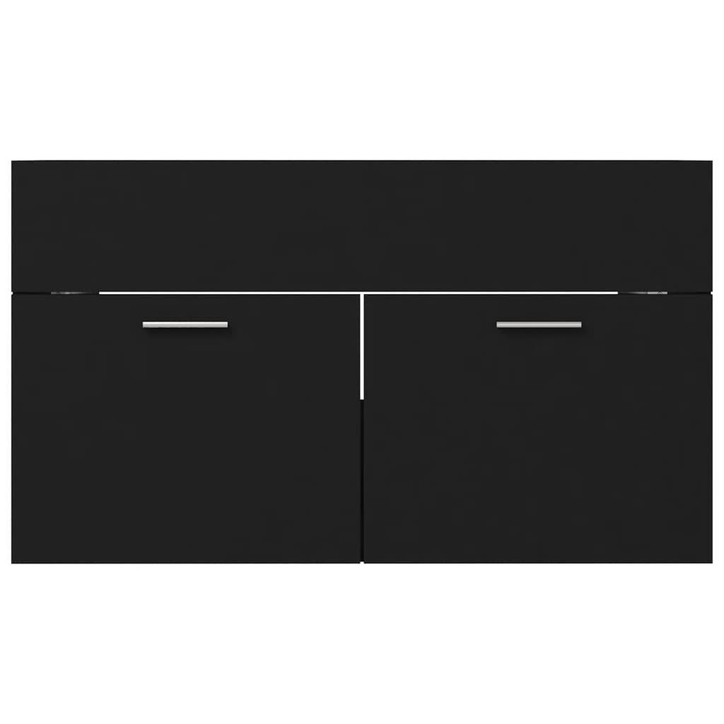 Sink Cabinet with Built-in Basin Black Engineered Wood