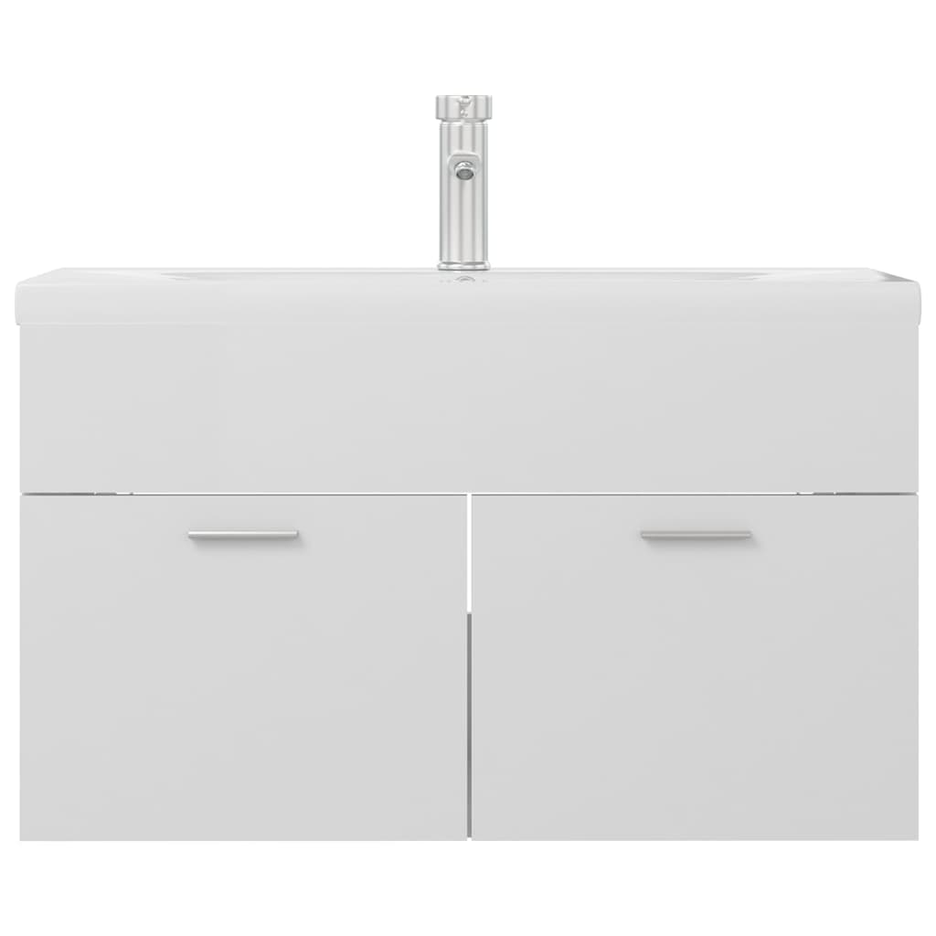 Sink Cabinet with Built-in Basin High Gloss White Engineered Wood