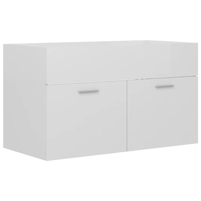 Sink Cabinet with Built-in Basin High Gloss White Engineered Wood