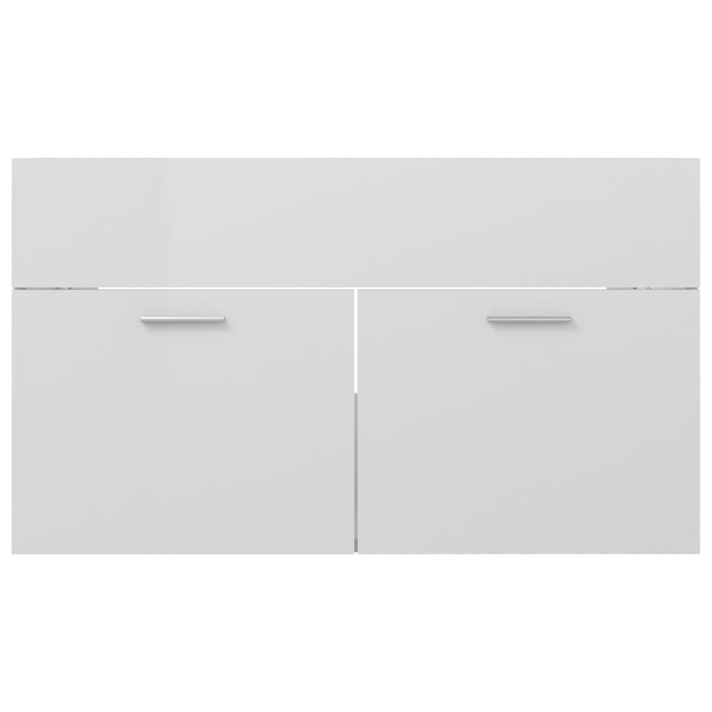 Sink Cabinet with Built-in Basin High Gloss White Engineered Wood