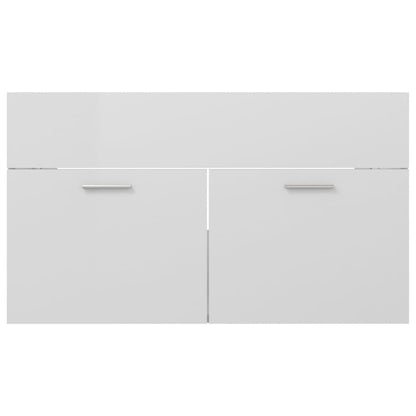 Sink Cabinet with Built-in Basin High Gloss White Engineered Wood