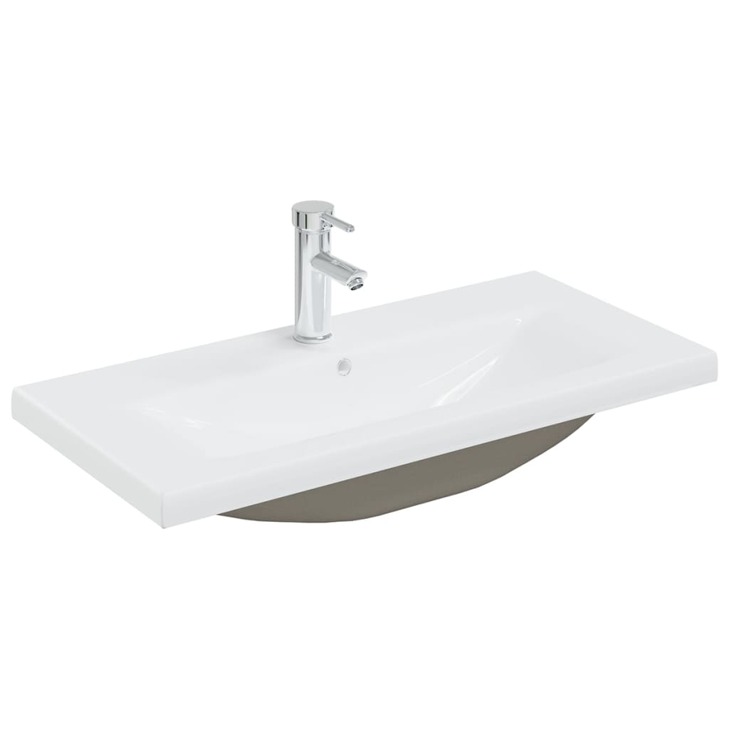 Sink Cabinet with Built-in Basin High Gloss White Engineered Wood