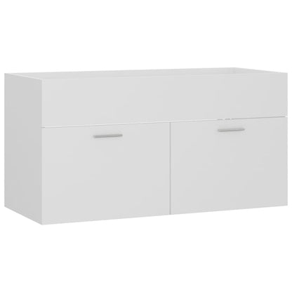 Sink Cabinet with Built-in Basin White Engineered Wood