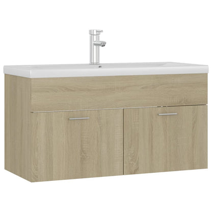 Sink Cabinet with Built-in Basin Sonoma Oak Engineered Wood