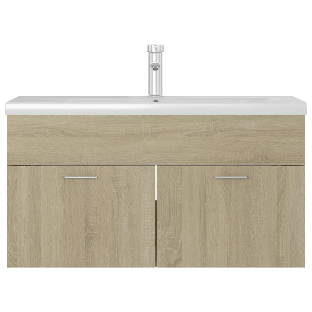 Sink Cabinet with Built-in Basin Sonoma Oak Engineered Wood