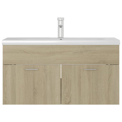 Sink Cabinet with Built-in Basin Sonoma Oak Engineered Wood