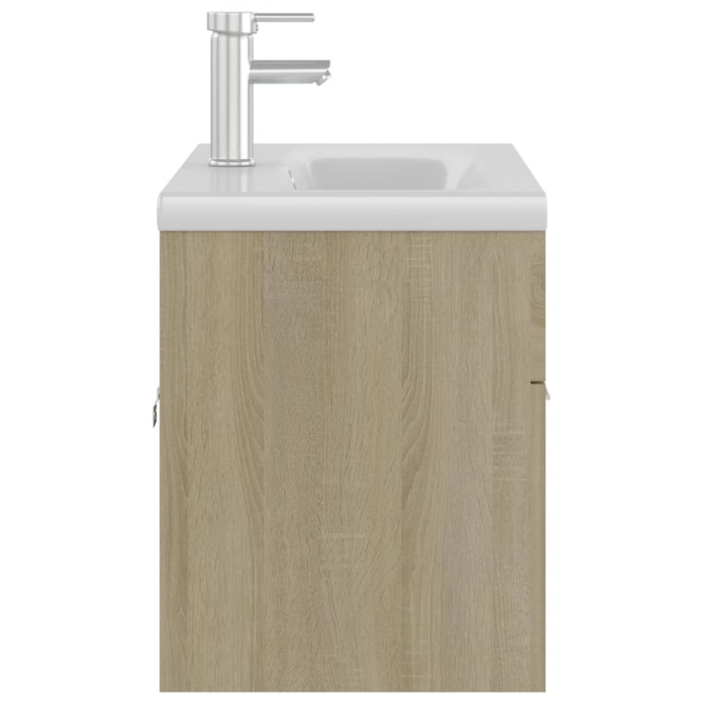 Sink Cabinet with Built-in Basin Sonoma Oak Engineered Wood