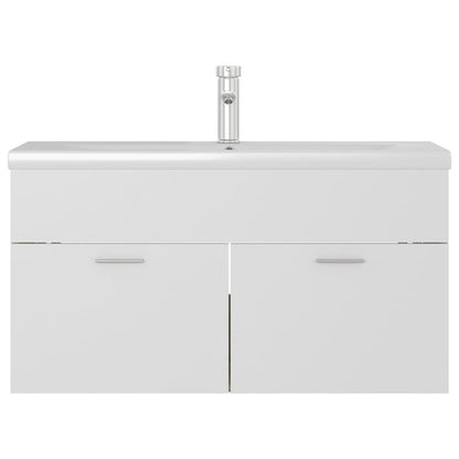 Sink Cabinet with Built-in Basin White and Sonoma Oak Engineered Wood