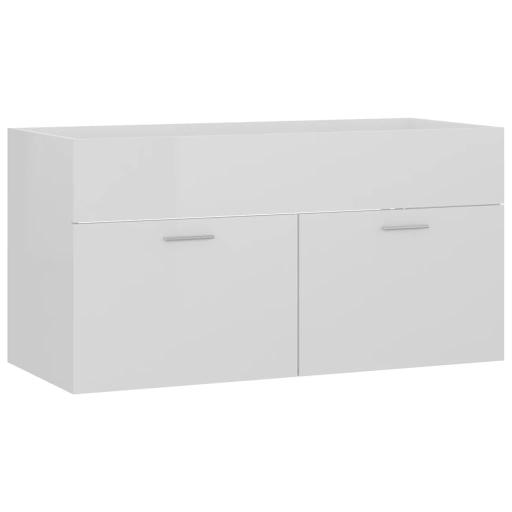 Sink Cabinet with Built-in Basin High Gloss White Engineered Wood