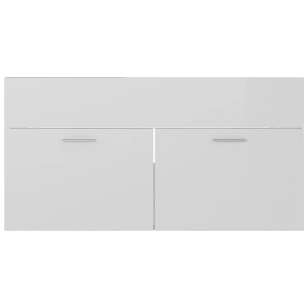 Sink Cabinet with Built-in Basin High Gloss White Engineered Wood