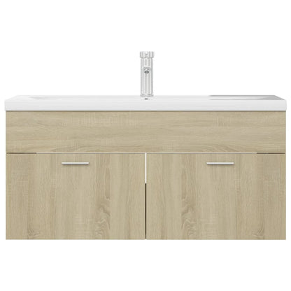 Sink Cabinet with Built-in Basin Sonoma Oak Engineered Wood