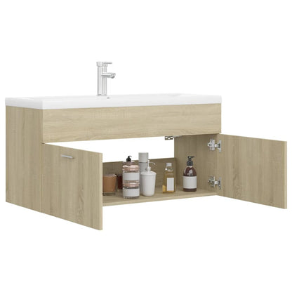 Sink Cabinet with Built-in Basin Sonoma Oak Engineered Wood