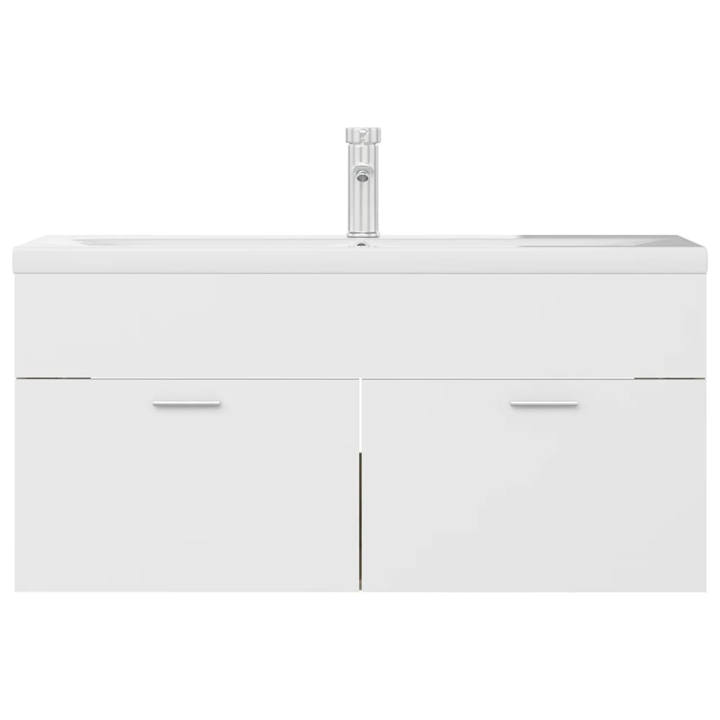 Sink Cabinet with Built-in Basin White and Sonoma Oak Engineered Wood