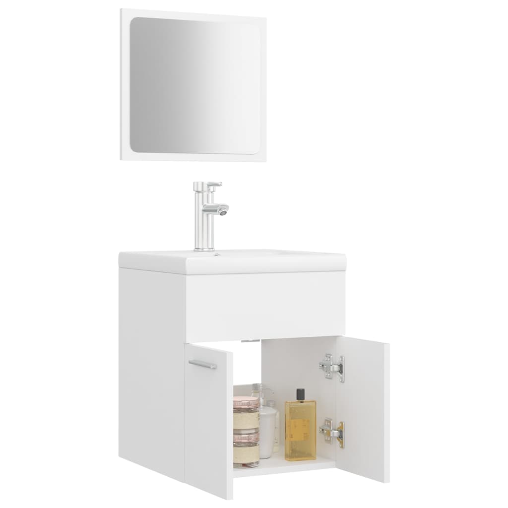 Bathroom Furniture Set White Engineered Wood