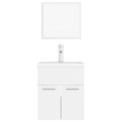 Bathroom Furniture Set White Engineered Wood