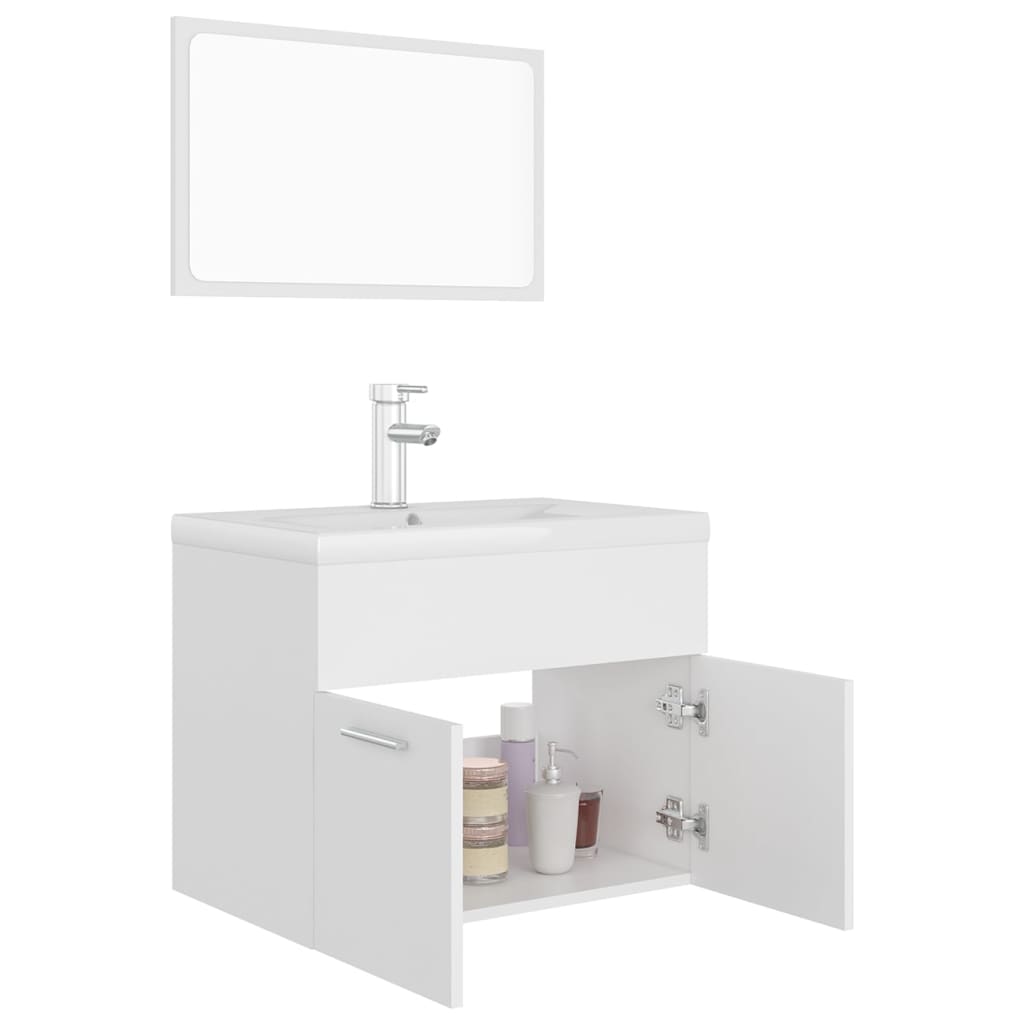 Bathroom Furniture Set White Engineered Wood