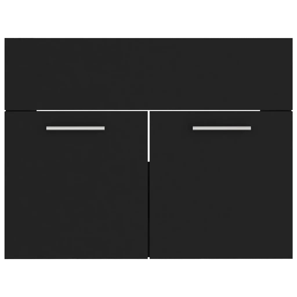 Bathroom Furniture Set Black Engineered Wood