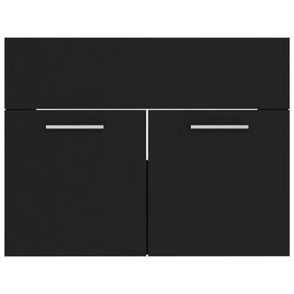 Bathroom Furniture Set Black Engineered Wood