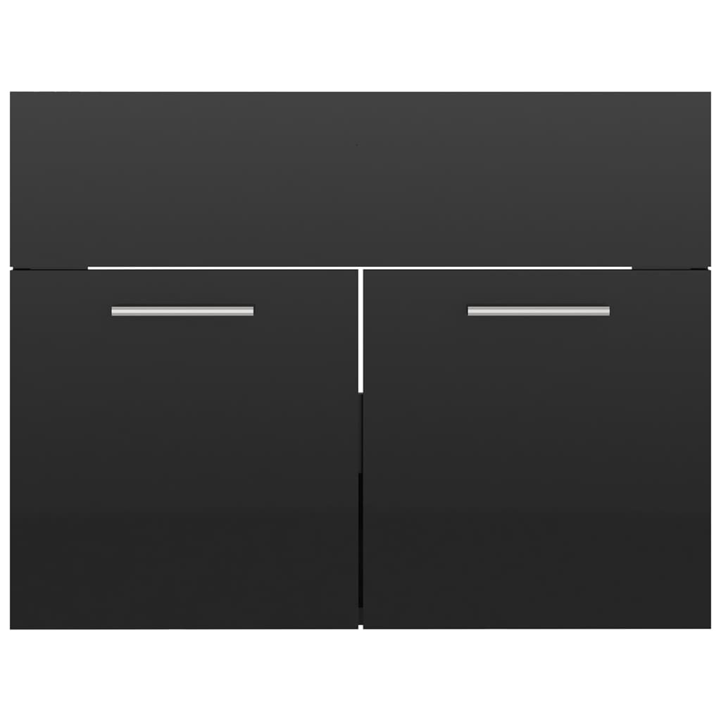 Bathroom Furniture Set High Gloss Black Engineered Wood