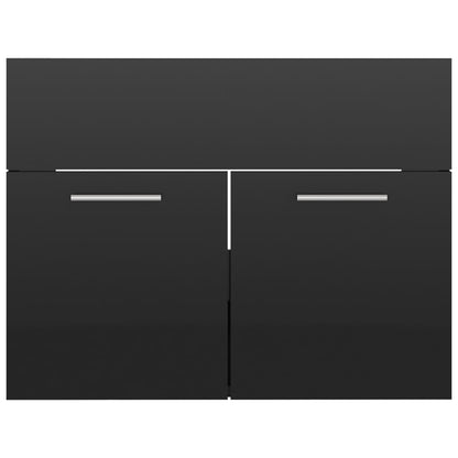 Bathroom Furniture Set High Gloss Black Engineered Wood