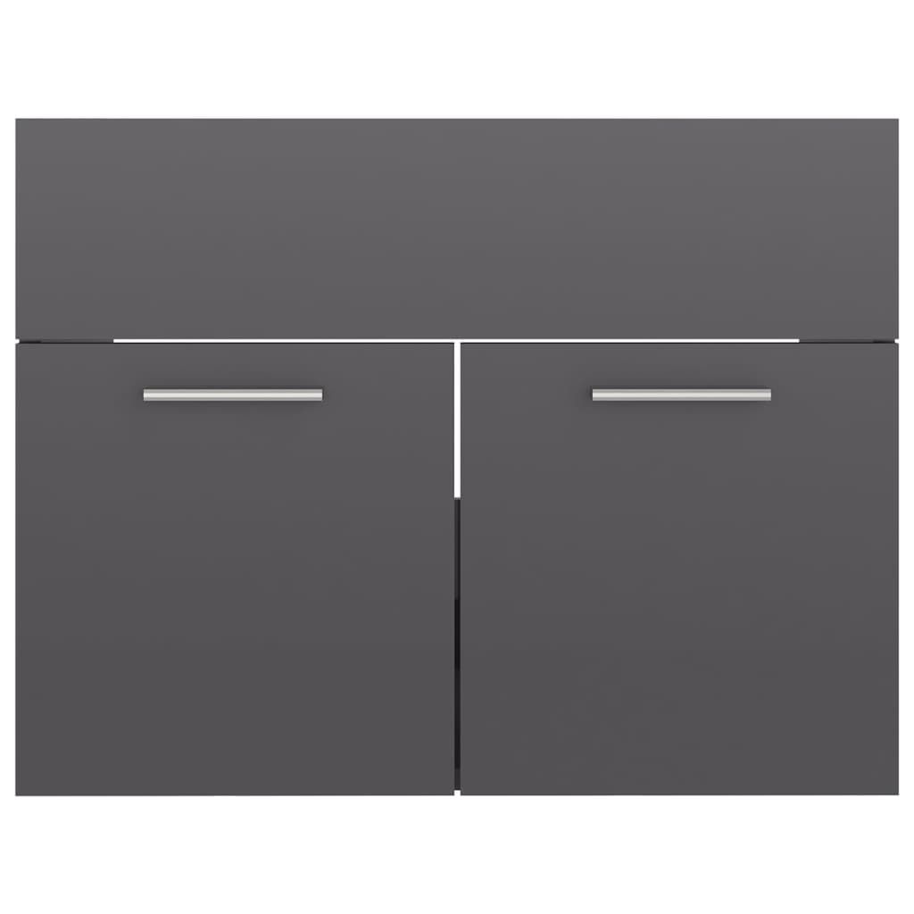 Bathroom Furniture Set High Gloss Grey Engineered Wood