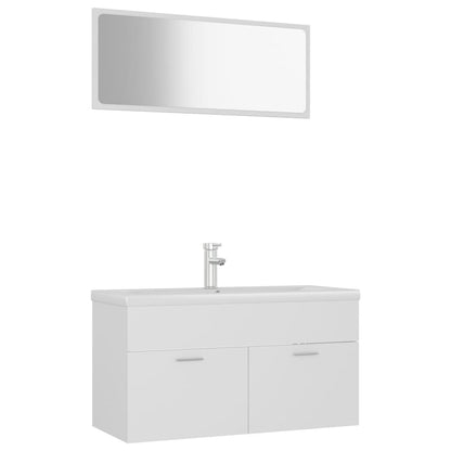 Bathroom Furniture Set White Engineered Wood