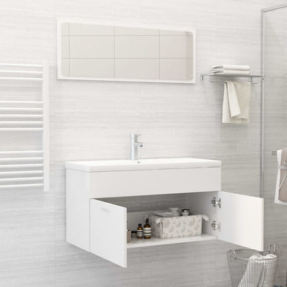 Bathroom Furniture Set White Engineered Wood