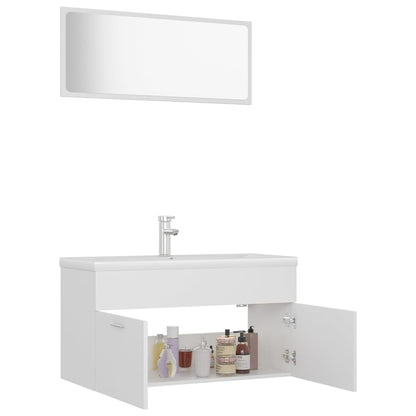 Bathroom Furniture Set White Engineered Wood